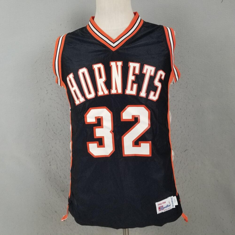 Hornets Jersey Womens Large Black Basketball Speedline 32 Sleeveless Uniform
